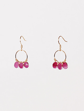 triple pink agate earring