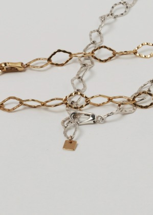 silver rhombus chain necklace(choker)
