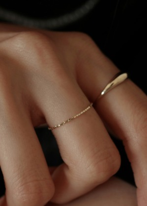 14K gold square chain ring