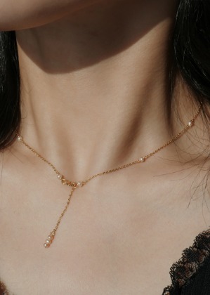 [2컬러]Y pearl 14k goldfilled necklace