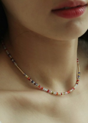 14K gold-filed rainbow necklace