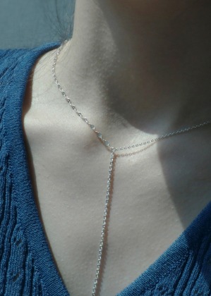 silver mixed chain drop necklace
