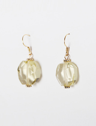 lemon quartz ball earring