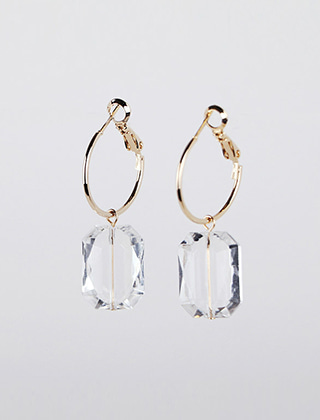two type square crystal earring